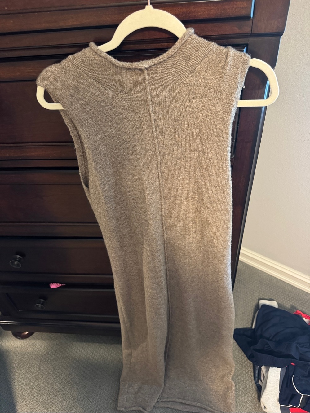 Sleeveless Knit Midi Dress in Neutral Taupe